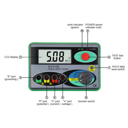 DUOYI DY4100 High-precision Digital Ground Resistance Meter Resistance Tester - Electronic Test by DUOYI | Online Shopping UK | buy2fix