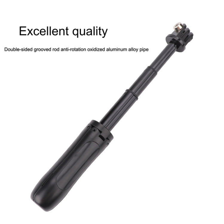 Multi-functional Foldable Tripod Holder Selfie Monopod Stick for GoPro Hero12 Black / Hero11 /10 /9 /8 /7 /6 /5, Insta360 Ace / Ace Pro, DJI Osmo Action 4 and Other Action Cameras, Length: 12-23cm (Black) - Extendable Pole by buy2fix | Online Shopping UK | buy2fix