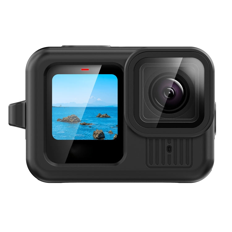 For GoPro HERO13 Black Silicone Protective Case Cover with Wrist Strap & Lens Cover (Black) - Silicone Cases by buy2fix | Online Shopping UK | buy2fix