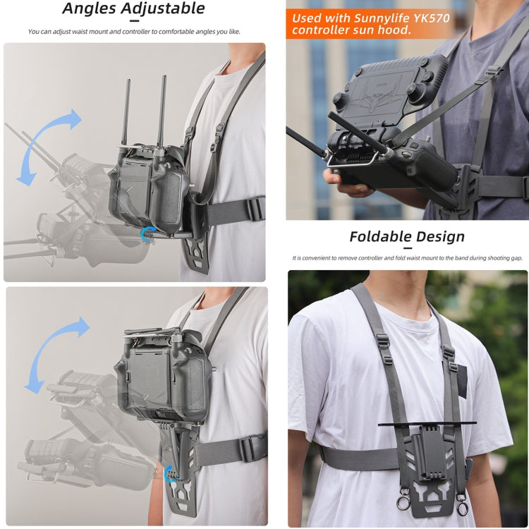 For DJI RC Plus Sunnylife Remote Control Waist Support Bracket Chest Strap (Grey) - Holder Series by Sunnylife | Online Shopping UK | buy2fix