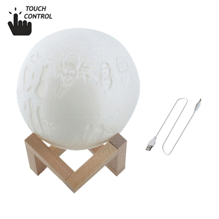 Customized Touch Switch 3-color 3D Print Moon Lamp USB Charging Energy-saving LED Night Light with Wooden Holder Base, Diameter:13cm - Night Lights by buy2fix | Online Shopping UK | buy2fix