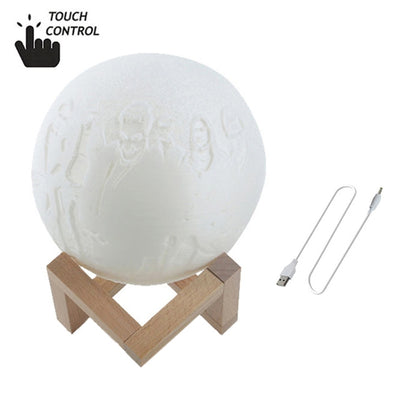 Customized Touch Switch 3-color 3D Print Moon Lamp USB Charging Energy-saving LED Night Light with Wooden Holder Base, Diameter:15cm - Night Lights by buy2fix | Online Shopping UK | buy2fix