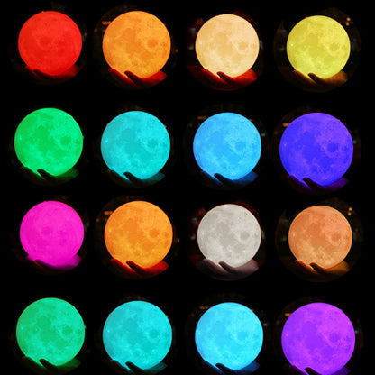 Customized 16-colors 3D Print Lamp USB Charging Energy-saving LED Night Light with Remote Control & Wooden Holder Base, Diameter:20cm - Night Lights by buy2fix | Online Shopping UK | buy2fix