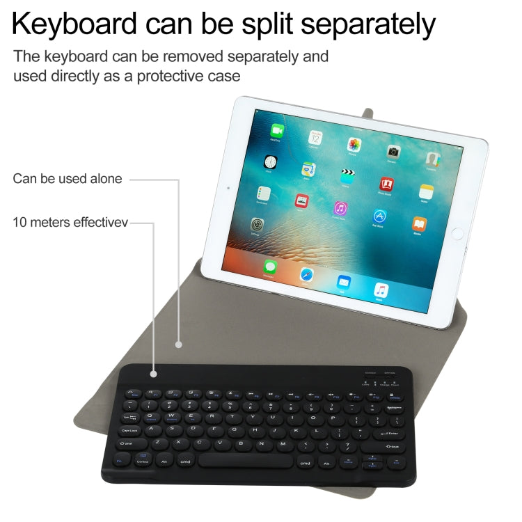 Universal Round Keys Detachable Bluetooth Keyboard + Leather Tablet Case without Touchpad for iPad 9-10 inch, Specification:Black Keyboard(Black) - Universal by buy2fix | Online Shopping UK | buy2fix