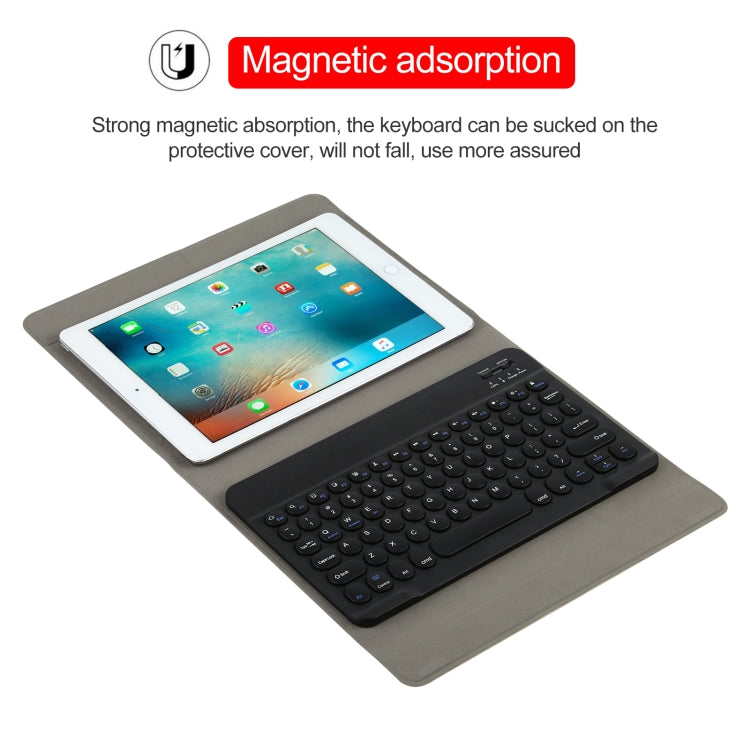 Universal Round Keys Detachable Bluetooth Keyboard + Leather Tablet Case without Touchpad for iPad 9-10 inch, Specification:Black Keyboard(Blue) - Universal by buy2fix | Online Shopping UK | buy2fix