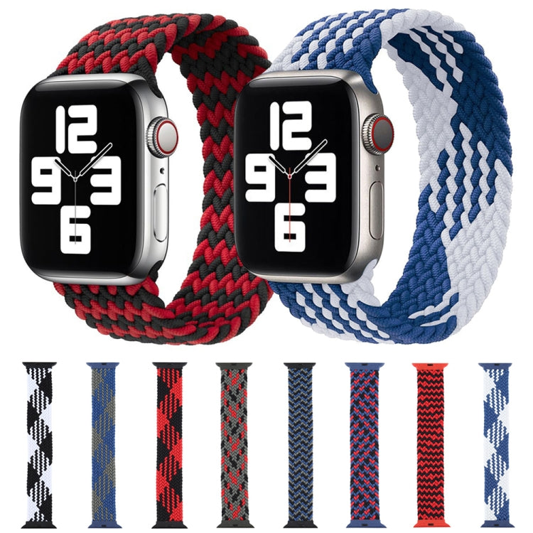 Plastic Buckle Mixed Color Nylon Braided Single Loop Watch Band For Apple Watch Ultra 49mm&Watch Ultra 2 49mm / Series 9&8&7 45mm / SE 3&SE 2&6&SE&5&4 44mm / 3&2&1 42mm, Size:XL(Checkered Red Black) - Watch Bands by buy2fix | Online Shopping UK | buy2fix