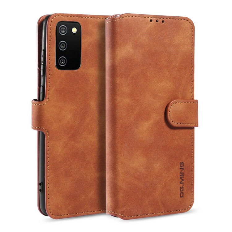 For samsung Galaxy A02s DG.MING Retro Oil Side Horizontal Flip Leather Case with Holder & Card Slots & Wallet(Brown) - Galaxy Phone Cases by DG.MING | Online Shopping UK | buy2fix