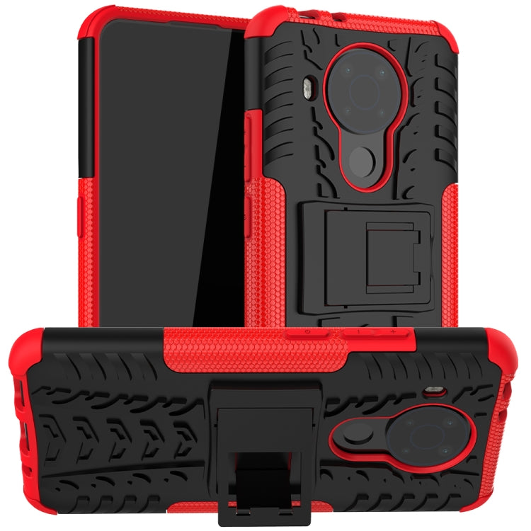 For Nokia 3.4 / 5.4 Tire Texture Shockproof TPU+PC Protective Case with Holder(Red) - Nokia Cases by buy2fix | Online Shopping UK | buy2fix