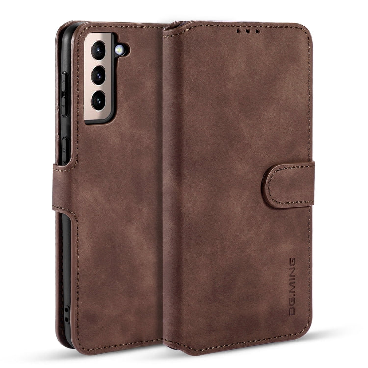 For Samsung Galaxy S21 5G DG.MING Retro Oil Side Horizontal Flip Case with Holder & Card Slots & Wallet(Coffee) - Galaxy S21 5G Cases by DG.MING | Online Shopping UK | buy2fix