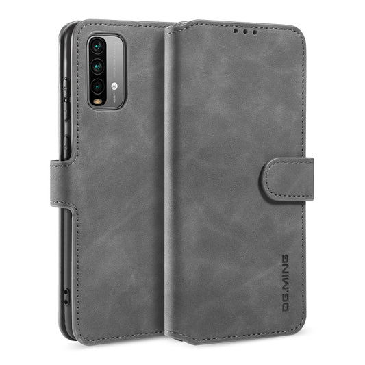 For Xiaomi Poco M3 DG.MING Retro Oil Side Horizontal Flip Leather Case with Holder & Card Slots & Wallet(Grey) - Xiaomi Cases by DG.MING | Online Shopping UK | buy2fix