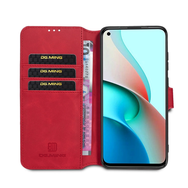 For Xiaomi Redmi Note 9 5G DG.MING Retro Oil Side Horizontal Flip Leather Case with Holder & Card Slots & Wallet(Red) - Xiaomi Cases by DG.MING | Online Shopping UK | buy2fix