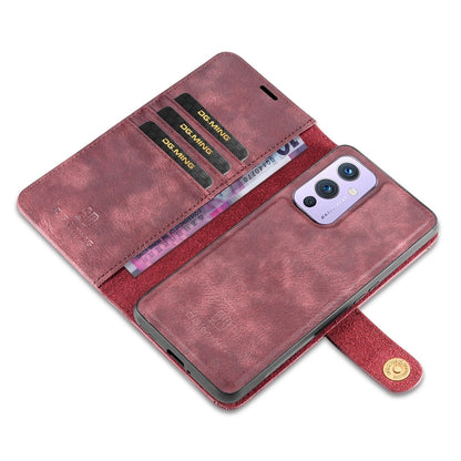 For OnePlus 9 DG.MING Crazy Horse Texture Flip Detachable Magnetic Leather Case with Holder & Card Slots & Wallet(Red) - OnePlus Cases by DG.MING | Online Shopping UK | buy2fix