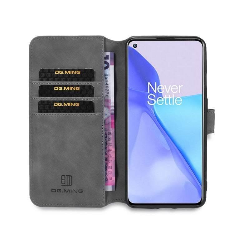 For OnePlus 9 DG.MING Retro Oil Side Horizontal Flip Leather Case with Holder & Card Slots & Wallet(Grey) - OnePlus Cases by DG.MING | Online Shopping UK | buy2fix