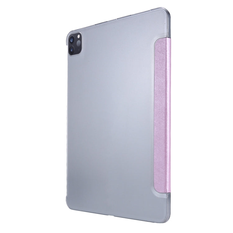 For iPad Air 13 2025 / 2024 / iPad Pro 12.9 2022 / 2021 Silk Texture Three-fold Horizontal Flip Leather Tablet Case with Holder & Pen Slot(Pink) - iPad Pro 12.9 (2022/2021) Cases by buy2fix | Online Shopping UK | buy2fix