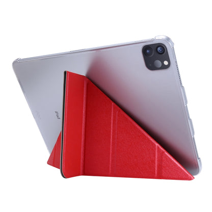 For iPad Air 13 2024 / iPad Pro 12.9 2022 / 2021 Silk Texture Horizontal Deformation Flip Leather Tablet Case with Holder(Rose Red) - iPad Pro 12.9 (2022/2021) Cases by buy2fix | Online Shopping UK | buy2fix