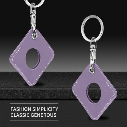 Square PU Leather Case Shockproof Anti-scratch Protective Cover with Keychain Ring Loop For AirTag(Taro Purple) - Key Chain Series by MOMAX | Online Shopping UK | buy2fix