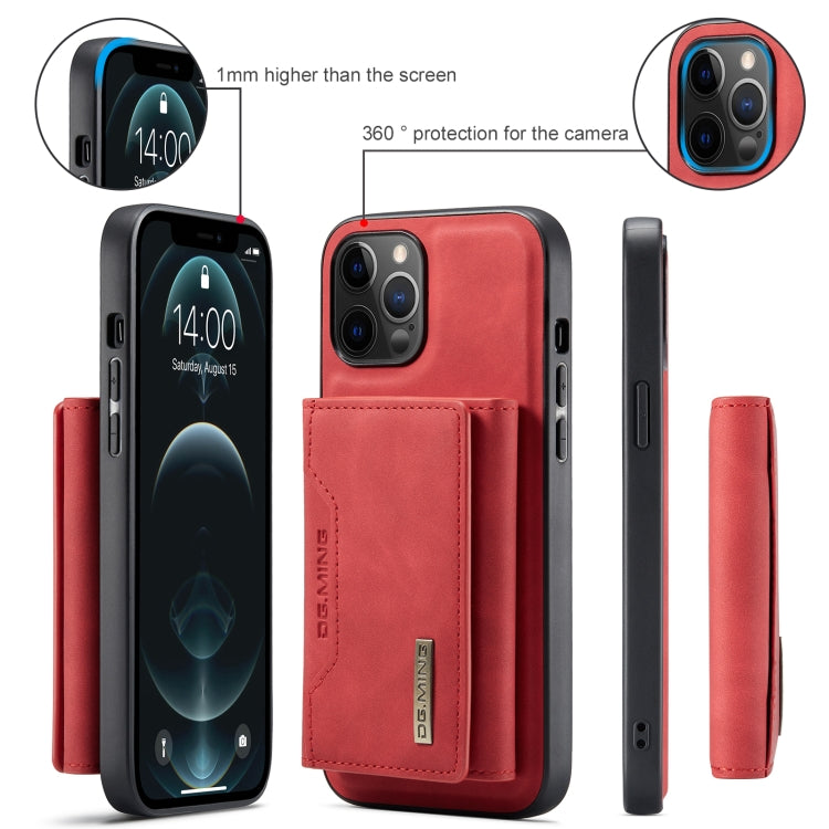 For iPhone 12 Pro Max DG.MING M2 Series 3-Fold Multi Card Bag + Magnetic Back Cover Shockproof Case with Wallet & Holder Function(Red) - iPhone 12 Pro Max Cases by DG.MING | Online Shopping UK | buy2fix