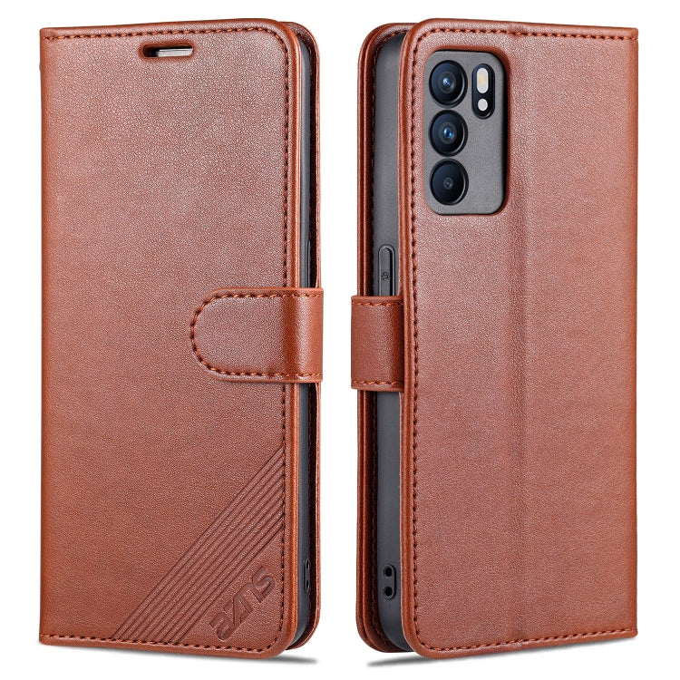 For OPPO Reno6 / Reno6 Pro 5G AZNS Sheepskin Texture Horizontal Flip Leather Case with Holder & Card Slots & Wallet(Brown) - OPPO Cases by AZNS | Online Shopping UK | buy2fix