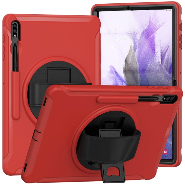 For Samsung Galaxy Tab S7 FE 12.4 inch T730 360 Degree Rotation PC+TPU Protective Cover with Holder & Hand Strap(Red) - Other Galaxy Tab PC by buy2fix | Online Shopping UK | buy2fix