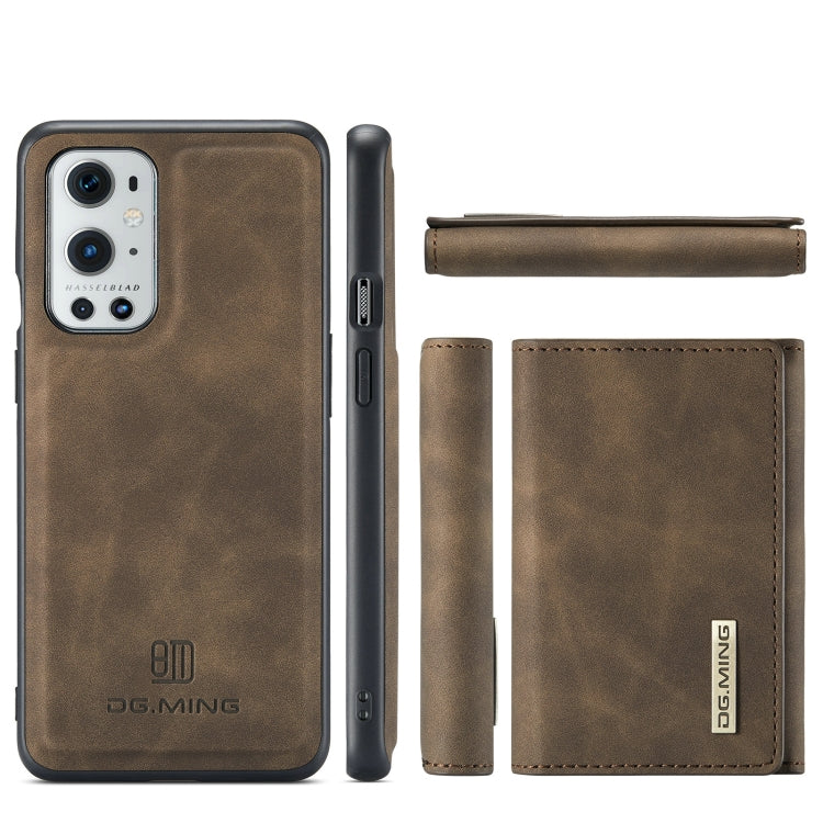 For OnePlus 9 Pro DG.MING M1 Series 3-Fold Multi Card Wallet  Back Cover Shockproof Case with Holder Function(Coffee) -  by DG.MING | Online Shopping UK | buy2fix