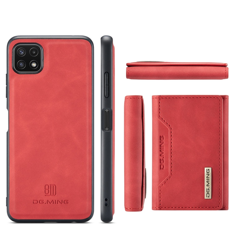 For Samsung Galaxy A22 5G DG.MING M2 Series 3-Fold Multi Card Bag Back Cover Shockproof Case with Wallet & Holder Function(Red) - Galaxy Phone Cases by DG.MING | Online Shopping UK | buy2fix