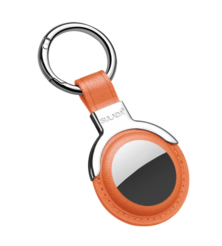 SULADA Leather Protective Cover Case with Switchable Keychain Ring For AirTag(Orange) - Key Chain Series by SULADA | Online Shopping UK | buy2fix