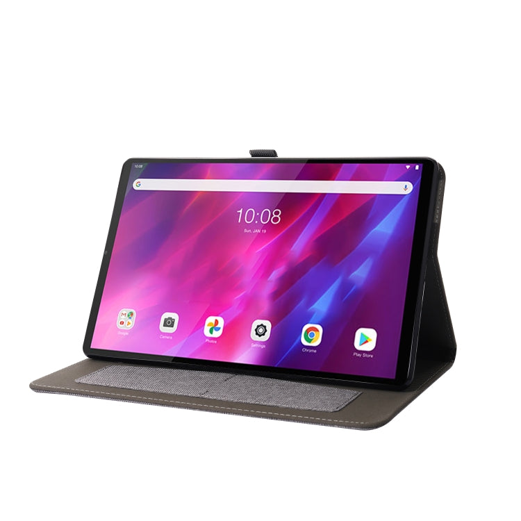 For Lenovo Tab K10 Fabric Texture Horizontal Flip TPU Leather Case with Holder(Gray) - Lenovo by buy2fix | Online Shopping UK | buy2fix