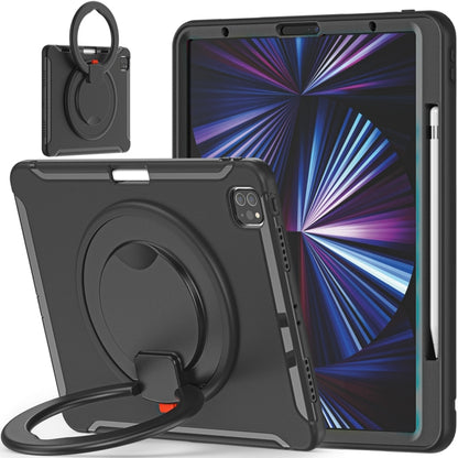 For iPad Pro 12.9 2022 / 2021 Shockproof TPU + PC Protective Tablet Case with 360 Degree Rotation Foldable Handle Grip Holder & Pen Slot(Black) - iPad Pro 12.9 (2022/2021) Cases by buy2fix | Online Shopping UK | buy2fix