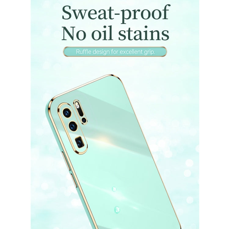 For Huawei P30 Pro XINLI Straight 6D Plating Gold Edge TPU Shockproof Case with Ring Holder(Mint Green) - Huawei Cases by XINLI | Online Shopping UK | buy2fix