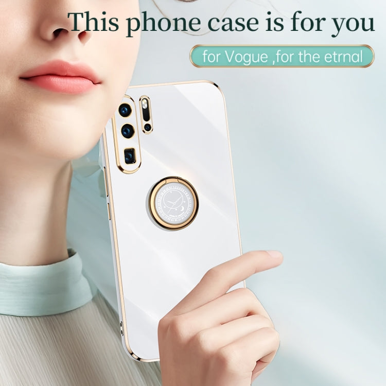 For Huawei P30 Pro XINLI Straight Edge 6D Electroplate TPU Phone Case with Ring Holder(Mint Green) - Huawei Cases by XINLI | Online Shopping UK | buy2fix