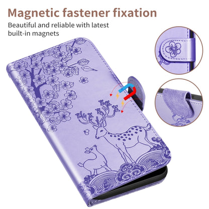 For Sony Xperia 10 II Sika Deer Embossing Pattern Horizontal Flip PU Leather Case with Holder & Card Slot & Wallet & Photo Frame(Purple) - Sony Cases by buy2fix | Online Shopping UK | buy2fix