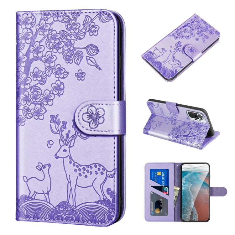 For Xiaomi Redmi Note 10 Pro Sika Deer Embossing Pattern Horizontal Flip PU Leather Case with Holder & Card Slot & Wallet & Photo Frame(Purple) - Xiaomi Cases by buy2fix | Online Shopping UK | buy2fix