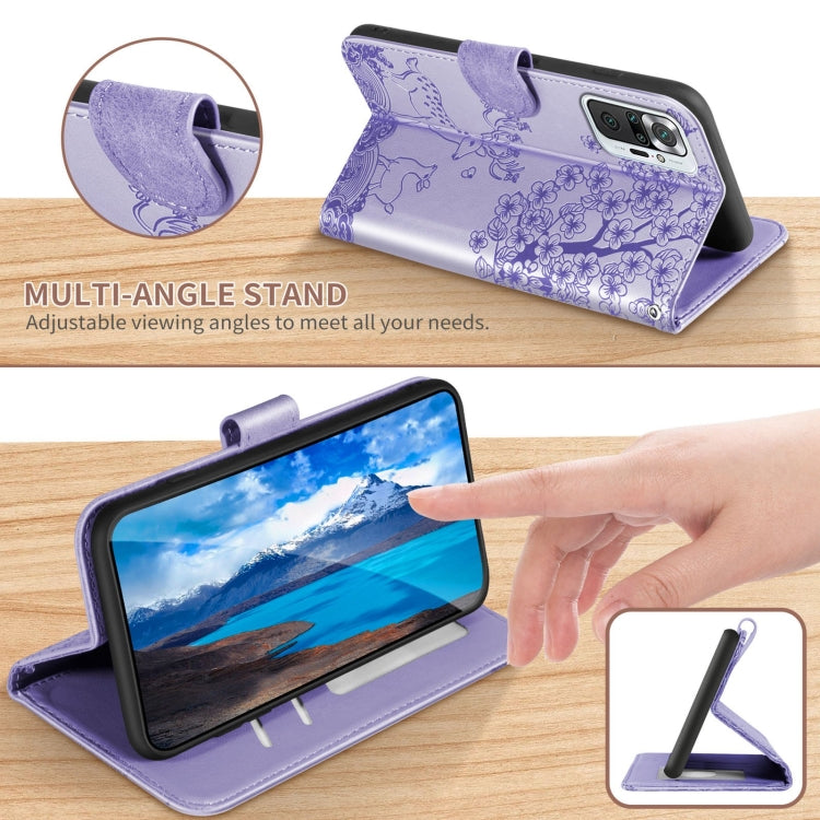 For Xiaomi Redmi Note 10 Pro Sika Deer Embossing Pattern Horizontal Flip PU Leather Case with Holder & Card Slot & Wallet & Photo Frame(Purple) - Xiaomi Cases by buy2fix | Online Shopping UK | buy2fix