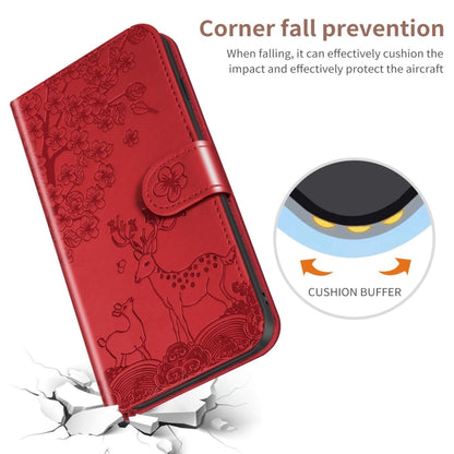 For Xiaomi Mi 11 Lite Sika Deer Embossing Pattern Horizontal Flip PU Leather Case with Holder & Card Slot & Wallet & Photo Frame(Red) - Xiaomi Cases by buy2fix | Online Shopping UK | buy2fix