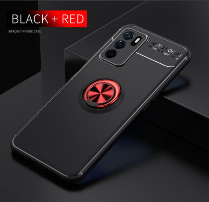 For OPPO A16 Metal Ring Holder 360 Degree Rotating TPU Case(Black+Red) - OPPO Cases by buy2fix | Online Shopping UK | buy2fix