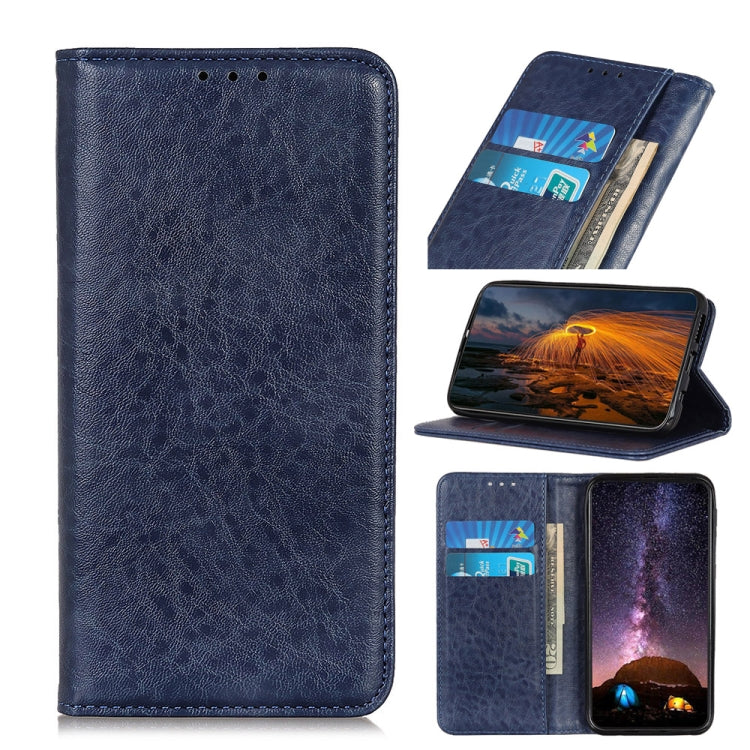 For OPPO A16 Magnetic Crazy Horse Texture Horizontal Flip Leather Case with Holder & Card Slots & Wallet(Blue) - OPPO Cases by buy2fix | Online Shopping UK | buy2fix