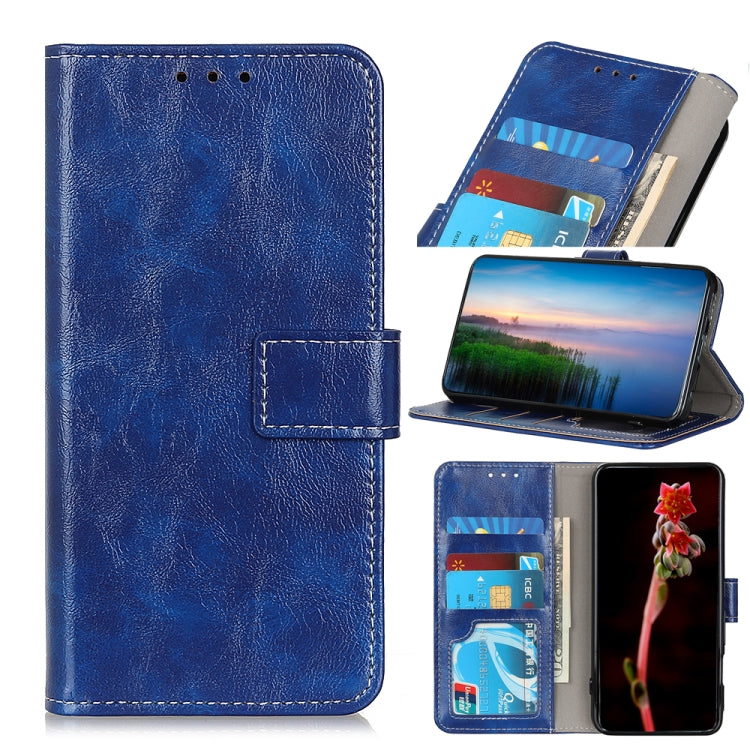 For OPPO A16 Retro Crazy Horse Texture Horizontal Flip Leather Case with Holder & Card Slots & Photo Frame & Wallet(Blue) - OPPO Cases by buy2fix | Online Shopping UK | buy2fix