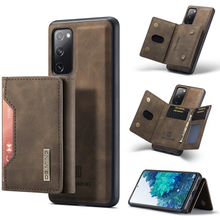 For Samsung Galaxy S20 FE DG.MING M2 Series 3-Fold Multi Card Bag Back Cover Shockproof Case with Wallet & Holder Function(Coffee) - Galaxy S20 FE Cases by DG.MING | Online Shopping UK | buy2fix