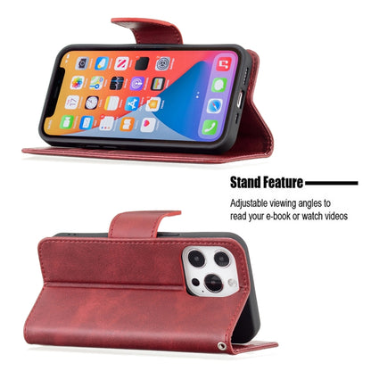 For iPhone 13 Retro Lambskin Texture Pure Color Horizontal Flip PU Leather Case, with Holder & Card Slots & Wallet & Lanyard(Red) - iPhone 13 Cases by buy2fix | Online Shopping UK | buy2fix