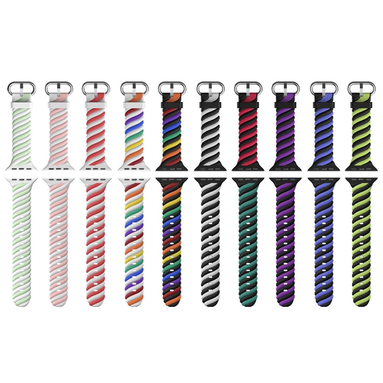 Two-color Twist Silicone Watch Band For Apple Watch Series 9&8&7 41mm / SE 3&SE 2&6&SE&5&4 40mm / 3&2&1 38mm(Purple Black) - Watch Bands by buy2fix | Online Shopping UK | buy2fix