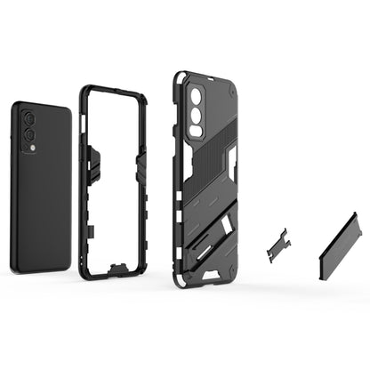 For OnePlus Nord 2 5G Punk Armor 2 in 1 PC + TPU Shockproof Case with Invisible Holder(Grey) - OnePlus Cases by buy2fix | Online Shopping UK | buy2fix