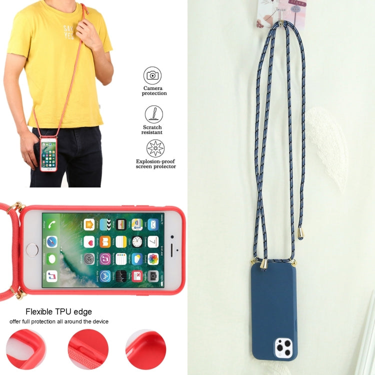 For iPhone 13 Pro Wheat Straw Material + TPU Shockproof Case with Neck Lanyard (Blue) - iPhone 13 Pro Cases by buy2fix | Online Shopping UK | buy2fix