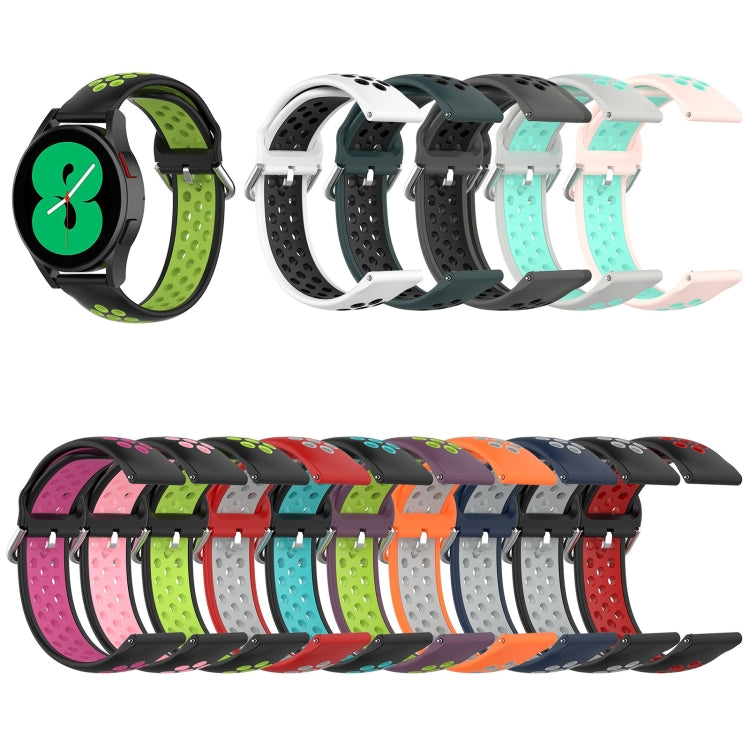 For Samsung Galaxy Watch4 44mm Two-color Silicone Watch Band(Black Mint Green) - Watch Bands by buy2fix | Online Shopping UK | buy2fix