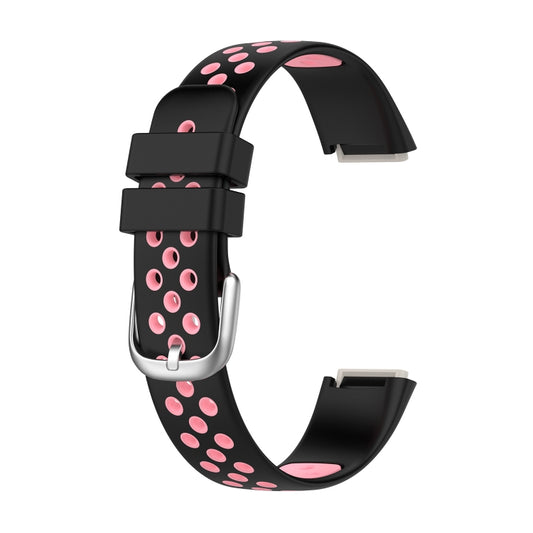 For Fitbit Luxe Two-color Silicone Watch Band(Black Pink) - Watch Bands by buy2fix | Online Shopping UK | buy2fix