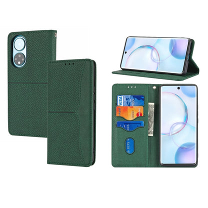 For Honor 50 Woven Texture Stitching Magnetic Horizontal Flip PU Leather Case with Holder & Card Slots & Wallet & Lanyard(Green) - Honor Cases by buy2fix | Online Shopping UK | buy2fix