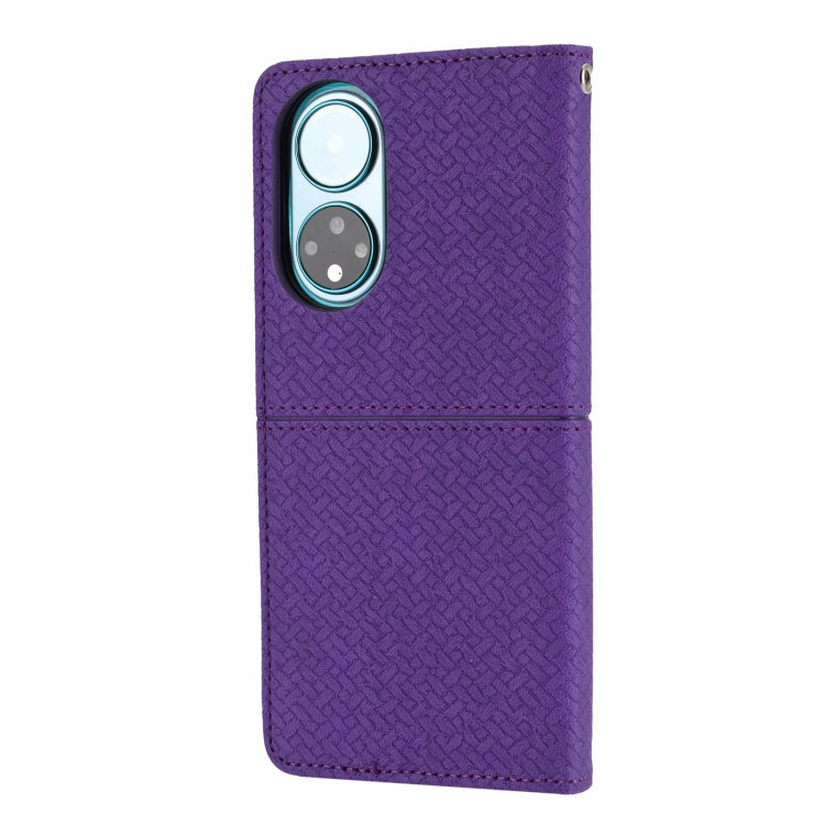 For Honor 50 Woven Texture Stitching Magnetic Horizontal Flip PU Leather Case with Holder & Card Slots & Wallet & Lanyard(Purple) - Honor Cases by buy2fix | Online Shopping UK | buy2fix