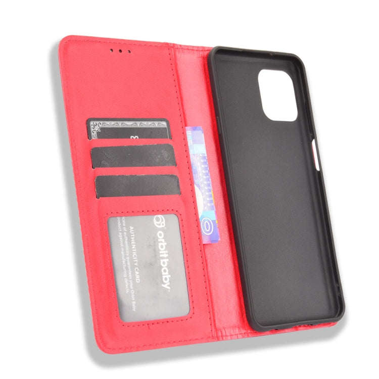 For Motorola Edge 20 Lite Magnetic Buckle Retro Crazy Horse Texture Horizontal Flip Leather Case with Holder & Card Slots & Photo Frame(Red) - Motorola Cases by buy2fix | Online Shopping UK | buy2fix