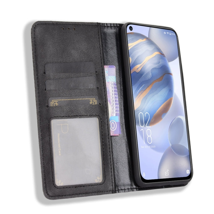 For Oukitel C21 Magnetic Buckle Retro Crazy Horse Texture Horizontal Flip Leather Case with Holder & Card Slots & Photo Frame(Black) - More Brand by buy2fix | Online Shopping UK | buy2fix