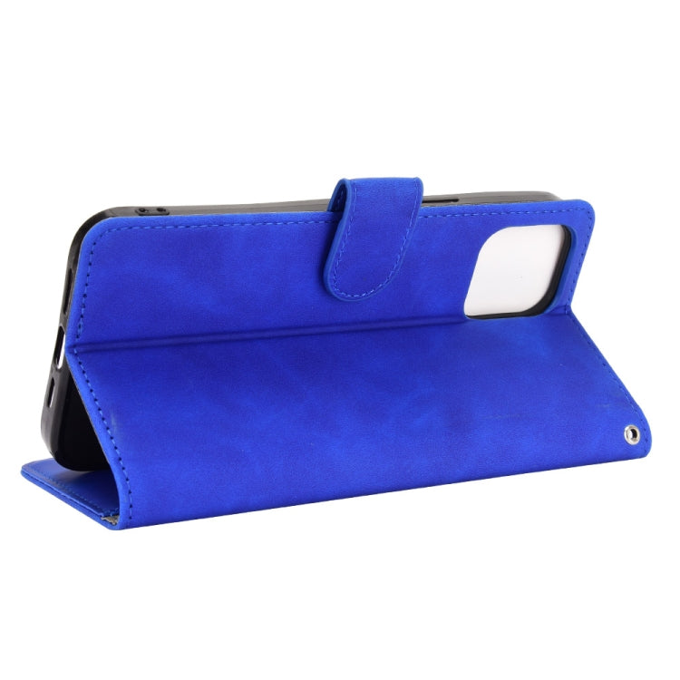 For iPhone 13 Solid Color Skin Feel Magnetic Buckle Horizontal Flip Calf Texture PU Leather Case with Holder & Card Slots & Wallet(Blue) - iPhone 13 Cases by buy2fix | Online Shopping UK | buy2fix