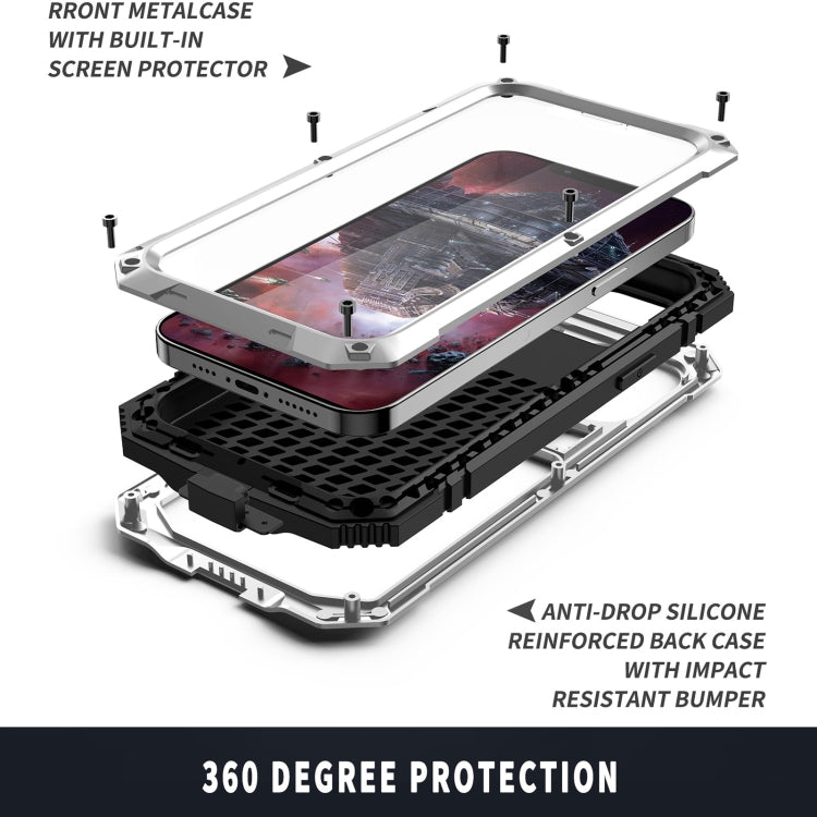 For iPhone 13 Pro Max R-JUST Shockproof Waterproof Dust-proof Metal + Silicone Protective Case with Holder (Silver) - iPhone 13 Pro Max Cases by R-JUST | Online Shopping UK | buy2fix